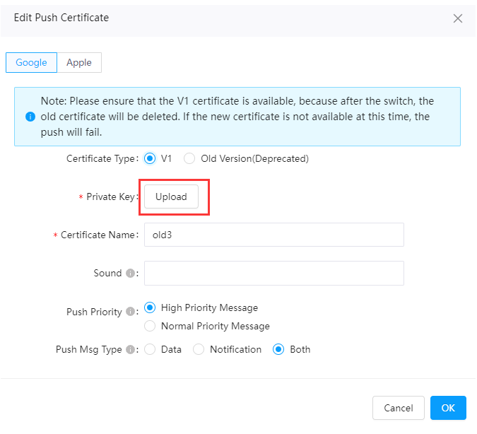 push_fcm_newcertificate_upload